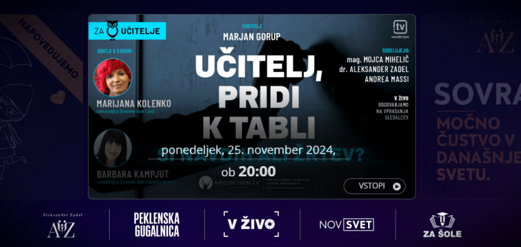 Neodvisen.TV - oddaja v živo: Učitelj, pridi k tabli