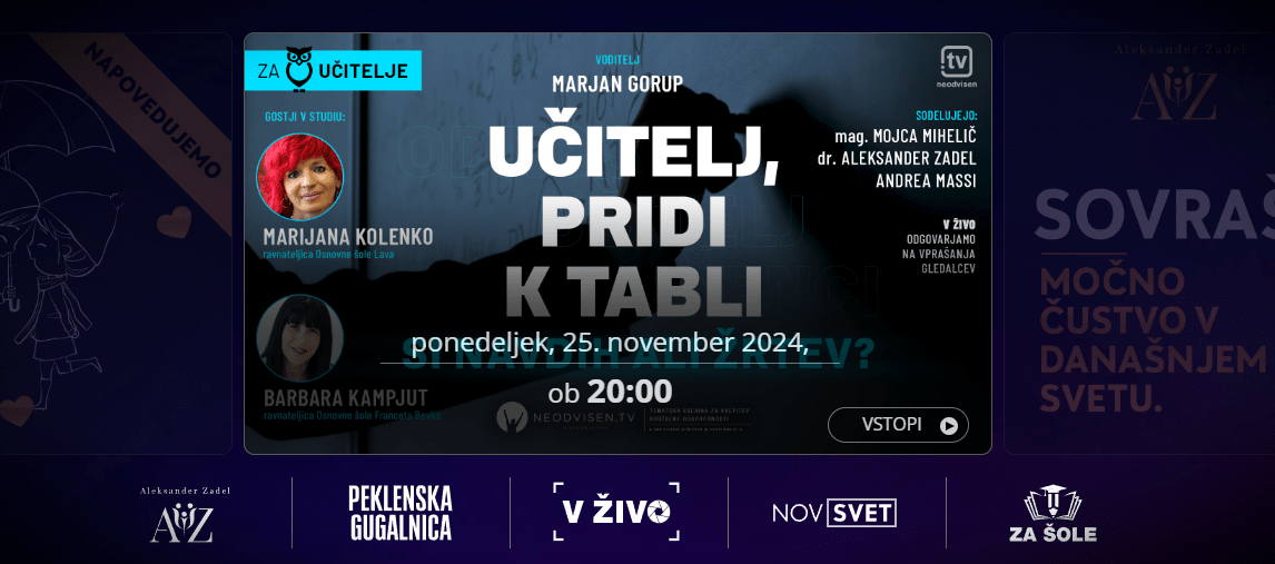 Neodvisen.TV - oddaja v živo: Učitelj, pridi k tabli