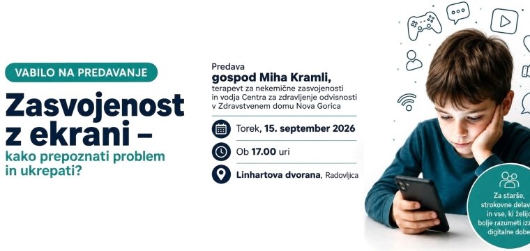 Predavanje Miha Kramlija: Zasvojenost z ekrani – kako prepoznati problem in ukrepati?